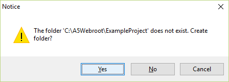 Prompt asking if you would like to create the destination webroot directory